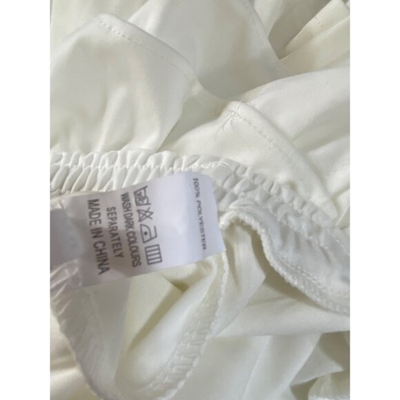 Two-Piece‎ White Long-Sleeve Crop Top & Ruffled Pants Set 1XL Sexy Stretch Cute - Picture 6 of 7